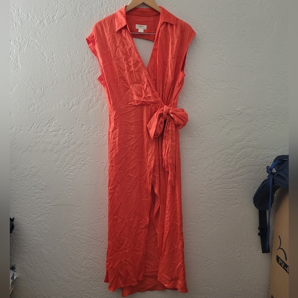 Anthropologie Maeve Open Back Wrap Midi Dress Size Medium